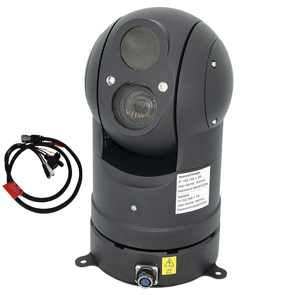 Vehicle Mounted Dual Spectral Infrared Thermal Dome PTZ Camera 25mm Thermal with 30X Zoom 4.8～144mm AJ-CR200-25-30-B